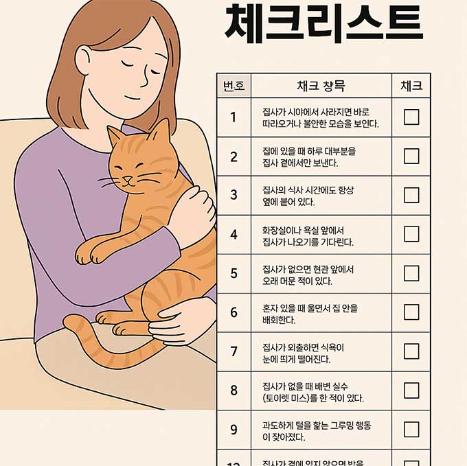 고양이 집사 의존도 체크리스트 14, 몇 개나 해당하나요?