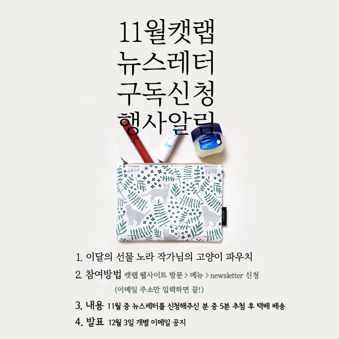 11월 캣랩 뉴스레터 구독신청 이벤트, 당첨자 발표